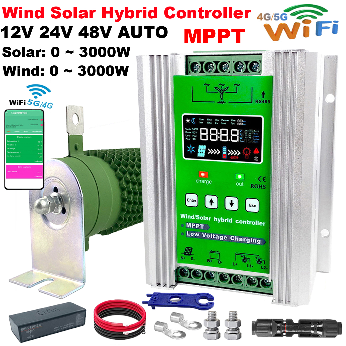 Wind Solar Hybrid Kit - WIFI 4000W وحدة تحكم الشحن الهجين