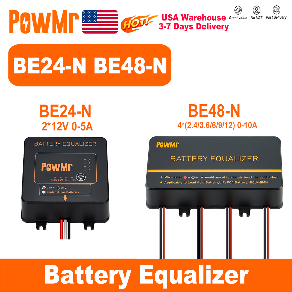 Lifepo4 Battery Pack - موازن بطاريات PowMr USA 24V 48V،