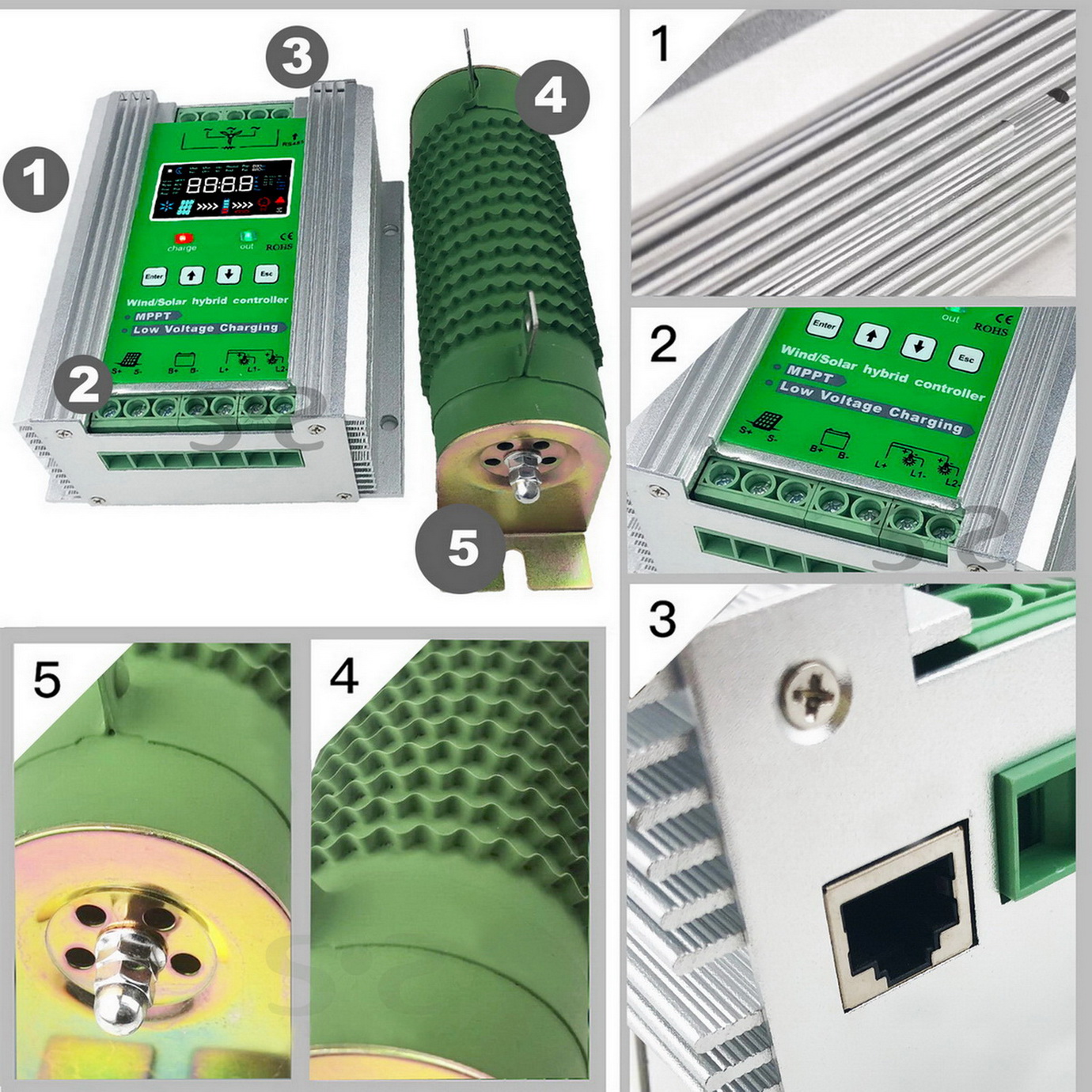 WIFI 4000W وحدة تحكم الشحن اله - مراجعة Wind Solar Hybrid Kit وسعره