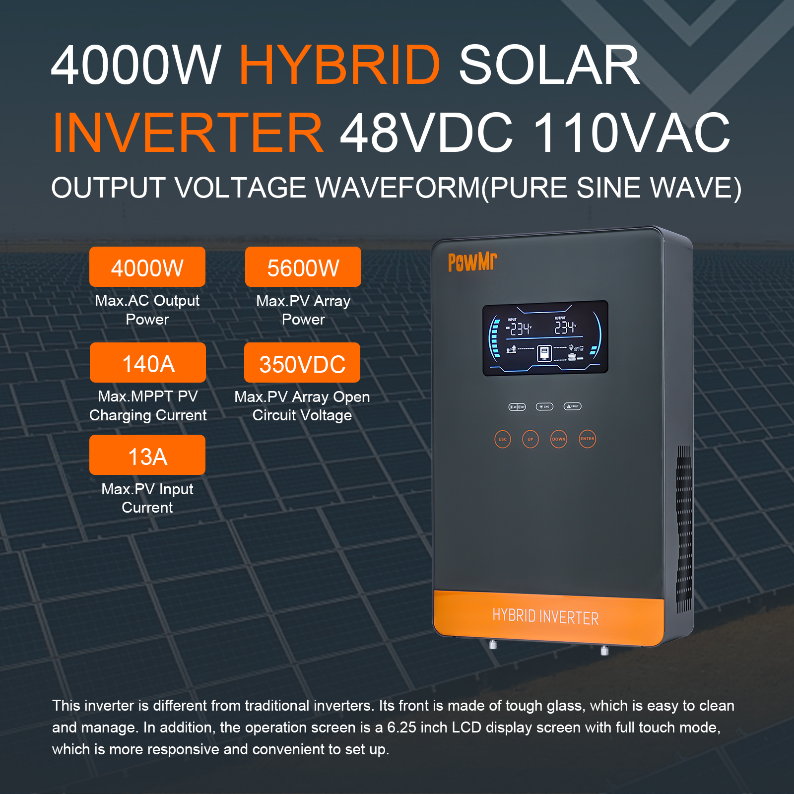 عاكس شمسي هجين PowMr USA بقدرة - مراجعة Wind Solar Hybrid Kit وسعره