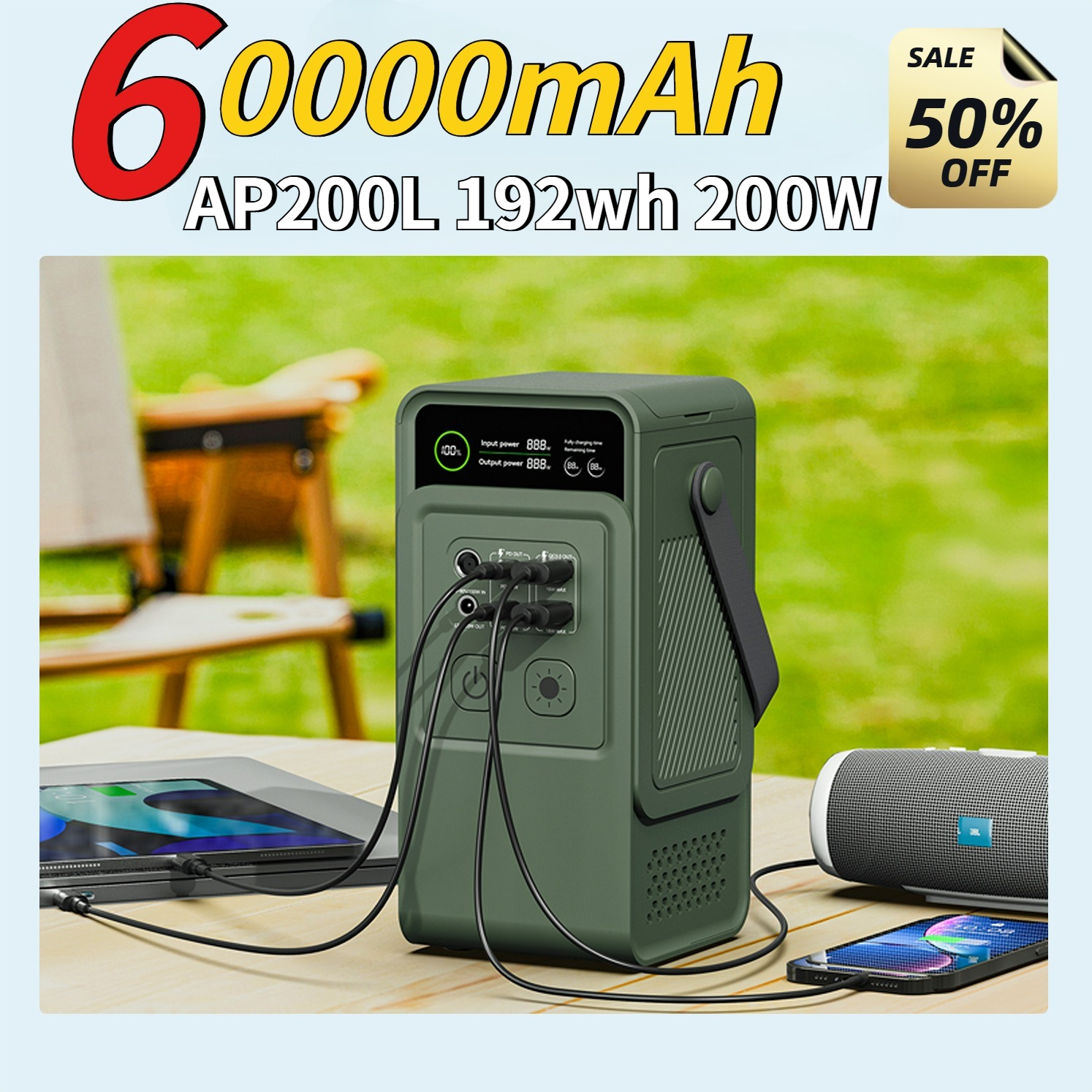 60000mAh 200W 192Wh محطة طاقة  - مراجعة Lifepo4 Battery Pack وسعره