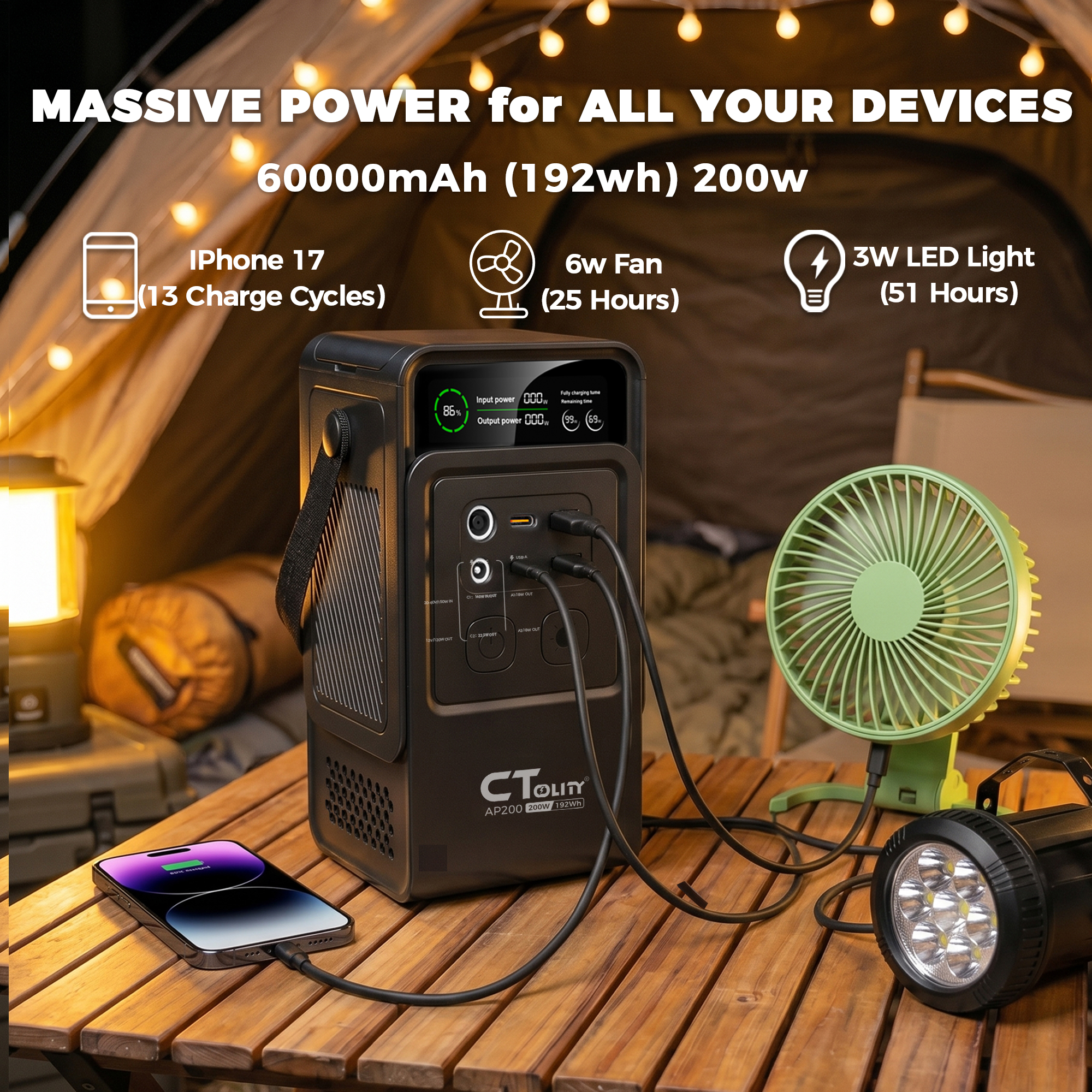 محطة طاقة محمولة CTOLITY AP200 - مراجعة Lifepo4 Battery Pack وسعره