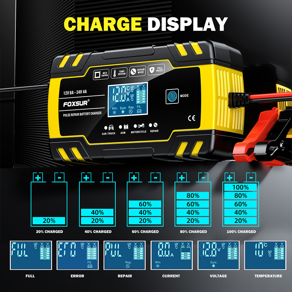 شاحن بطاريات FOXSUR FBC122408D - مراجعة Agm Deep Cycle Battery وسعره